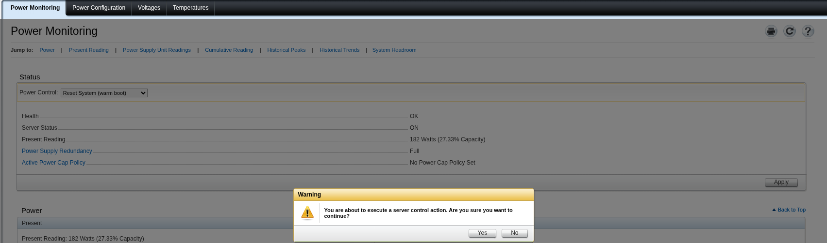 Dell server reboot confirmation